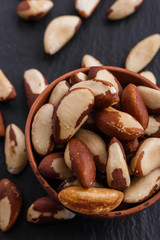 brazil nut on a dark stone background