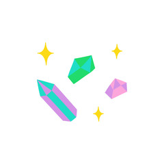 Cute hand drawn gem vector illustrations. Halloween, witch or fortune-teller's crystal stones, isolated.