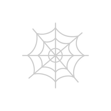 Cute hand drawn spider web vector illustration. Halloween themed, grey cobweb icon, isolated.