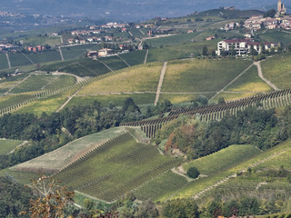 View of the Langhe landscape, a countryside in Piedmont. It's very popular in Italy because of the good wines and food