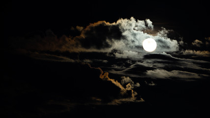 Chiang Mai landscape and red full moon and clouds