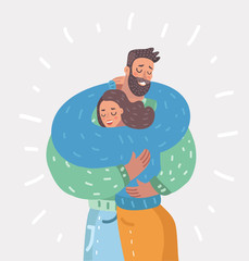 Couple is hugging each other on white background