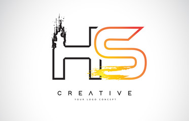 HS Creative Modern Logo Design with Orange and Black Colors. Monogram Stroke Letter Design.