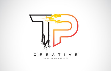 TP Creative Modern Logo Design with Orange and Black Colors. Monogram Stroke Letter Design.