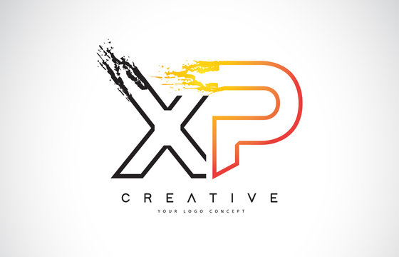 XP Creative Modern Logo Design with Orange and Black Colors. Monogram Stroke Letter Design.
