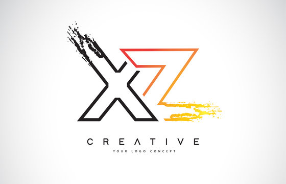 XZ Creative Modern Logo Design with Orange and Black Colors. Monogram Stroke Letter Design.