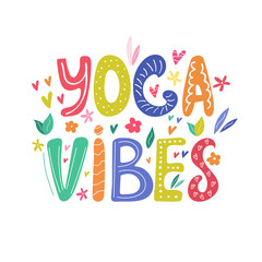 Yoga vibes colorful concept poster with lettering