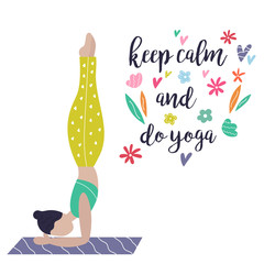 Yoga girl. Yoga vibes colorful concept poster