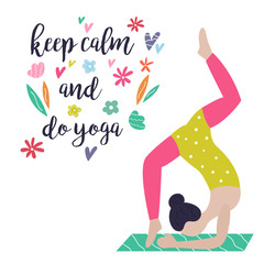 Yoga girl. Yoga vibes colorful concept poster