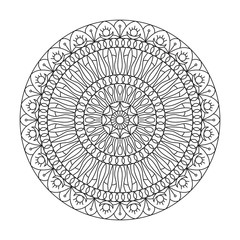 Circular ornament. The combination of geometry and hand drawn patterns. Made in the style of line art