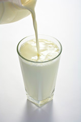 Milk Being Poured Into A Tall Glass