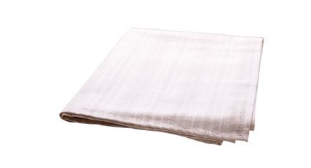 White kitchen towel isolated on white. Mock up for design. Top view.