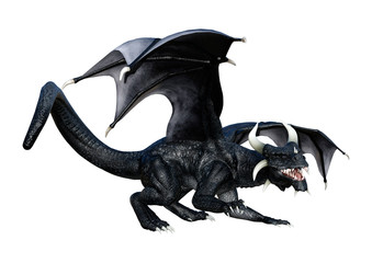 3D Rendering Fairy Tale Dragon on White