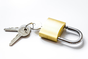 concept data protection metal chain on white background