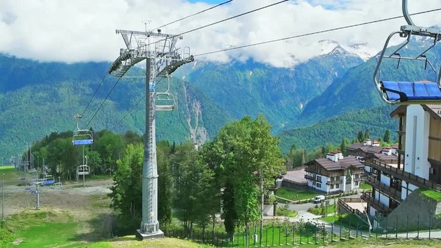 open-type cable car over  mountains