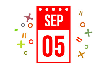 5 September Red calendar number