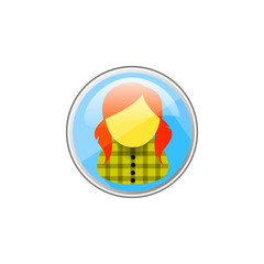 round vector colored girls user icon in a green plaid shirt