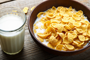 cornflakes and a glass of milk