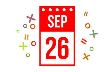 26 September Red calendar number