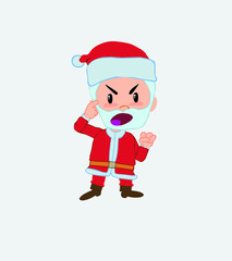 Santa Claus screams angry in aggressive attitude.