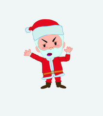 Santa Claus argues something with a gesture of discontent.