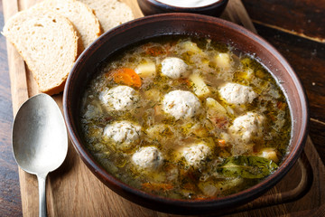 soup with meatballs place for text