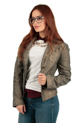 Blank t-shirt mock-up - Cute preppy, fashion geek girl ready for your design