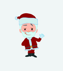 Santa Claus waving with a dreamy expression.