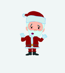 Santa Claus makes a gesture of tired resignation.