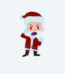 Santa Claus screams angry in aggressive attitude.