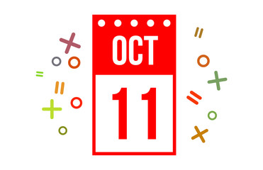 11 October Red Calendar Number