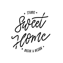 Sweet home - Hand drawn grunge lettering vector for studio, deco
