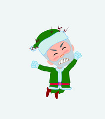  Green Santa Claus jumps angry.