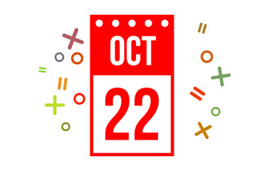 22 October Red Calendar Number