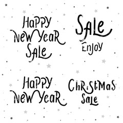 Christmas Sale - Hand drawn set  lettering vector for print, tex