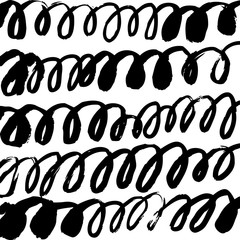 Spiral black hand drawn lines on white background vector pattern