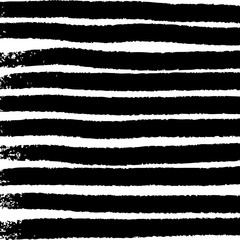 Black hand drawn brush lines on white background vector pattern.