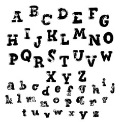 Hand lettering grunge texture alphabet vector.