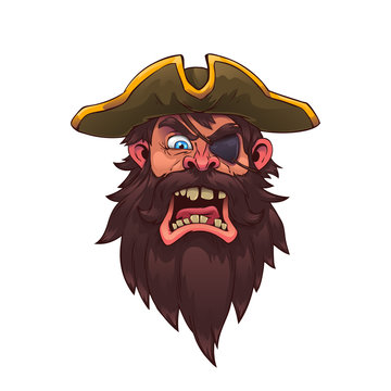 Head of an evil pirate captain.Vector illustration, eps 10.