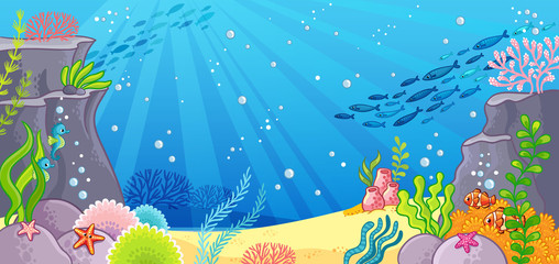 Sea bottom. Vector illustration with a background