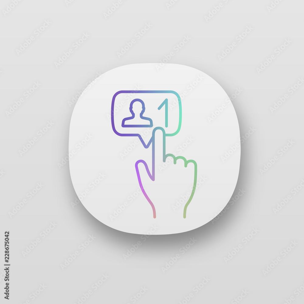 Poster new follower button click app icons set