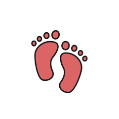 Pair of footprints. Cartoon design icon. Colorful flat vector illustration. Isolated on white background.