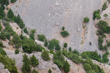 aerial view of a mountain gorge