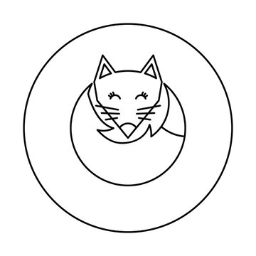 Black and white fox logo for illustration. Icon on a white background. Vector illustration