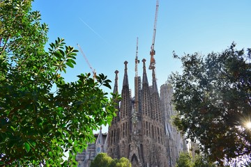 Gothic temple with high towers and different facades.