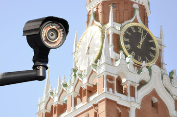 total surveillance of special secret services. eyes of moscow. - obrazy, fototapety, plakaty