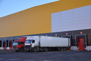innovative logistics center. unloading goods from a truck