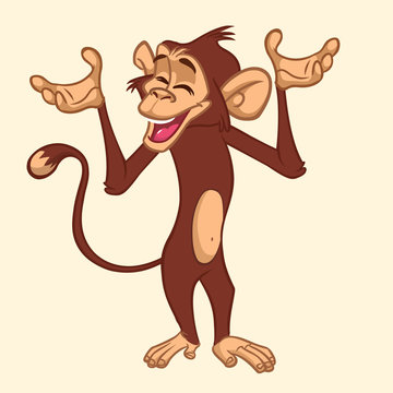 Cartoon cute monkey character. Vector illustration of funny chimpanzee
