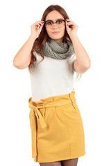 Blank t-shirt mock-up - Cute preppy, fashion geek girl ready for your design