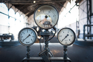 Old manometer isolated on white background